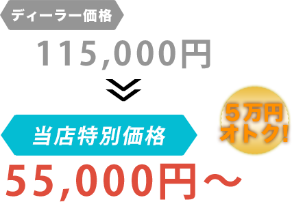 ディーラー価格115,000円がCAR LIFE（カーライフ）だと55,000円～。6万円もお得！